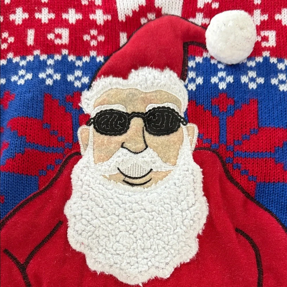 Festive Santa Crewneck Jolly sweaters  in Red, Blue, and Green Medium